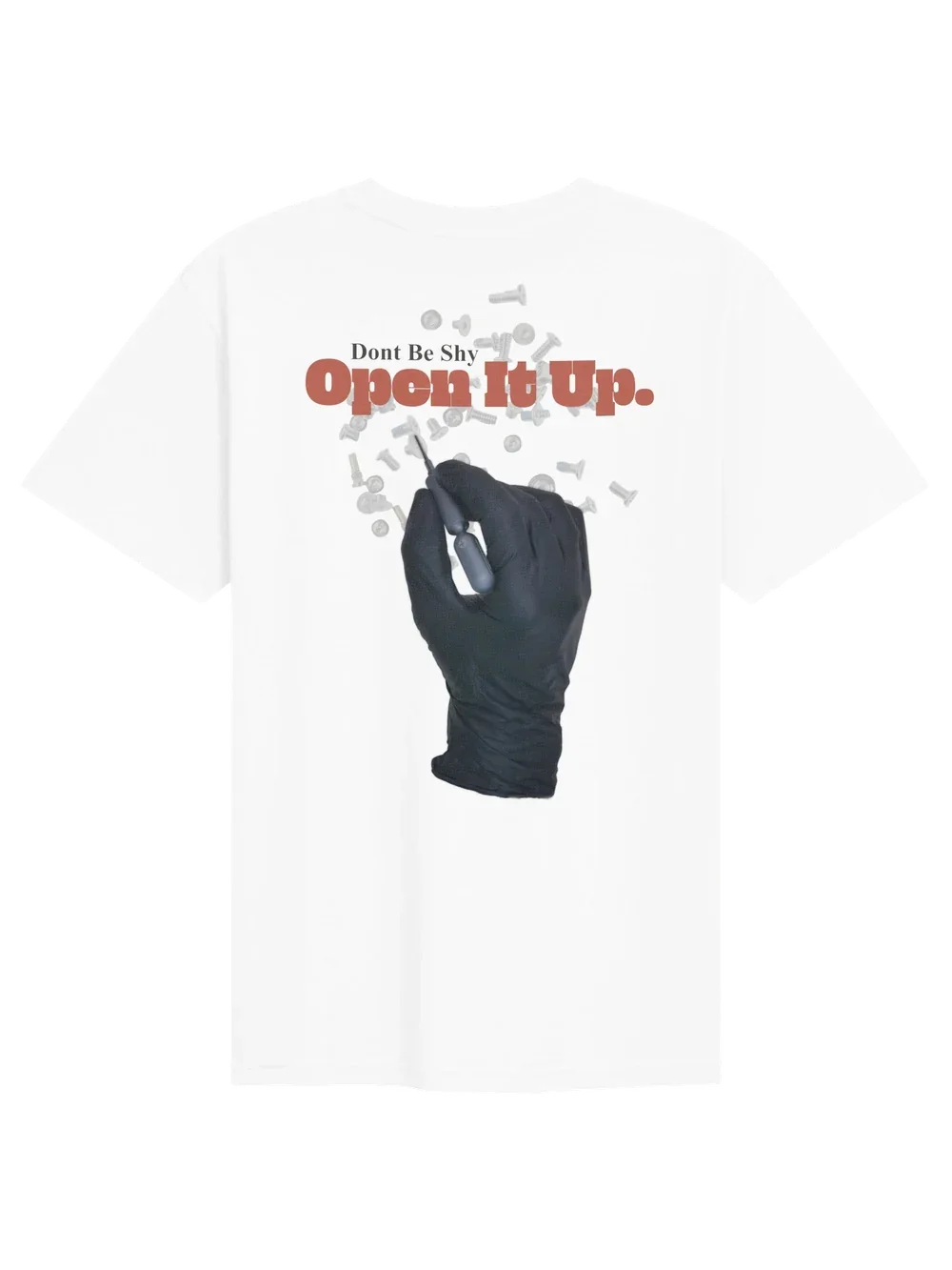 Open It Up white T-shirt