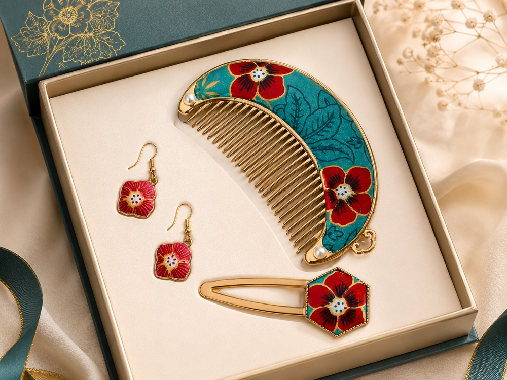 Handmade fashion accessories gift set for corporate gifting and supported craft-to-product training