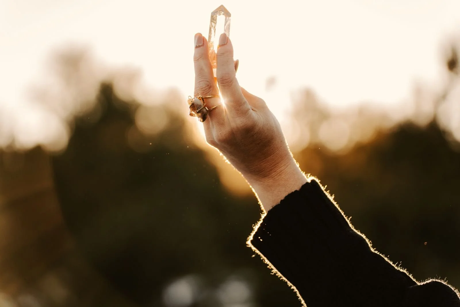 Raechelle holding a quartz crystal