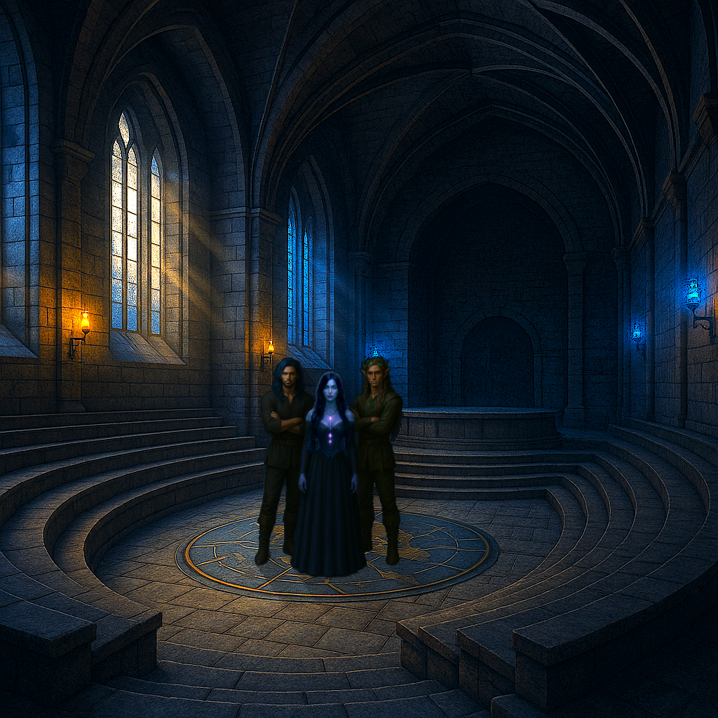 Isa, Veyn, & Neir in Council Chambers