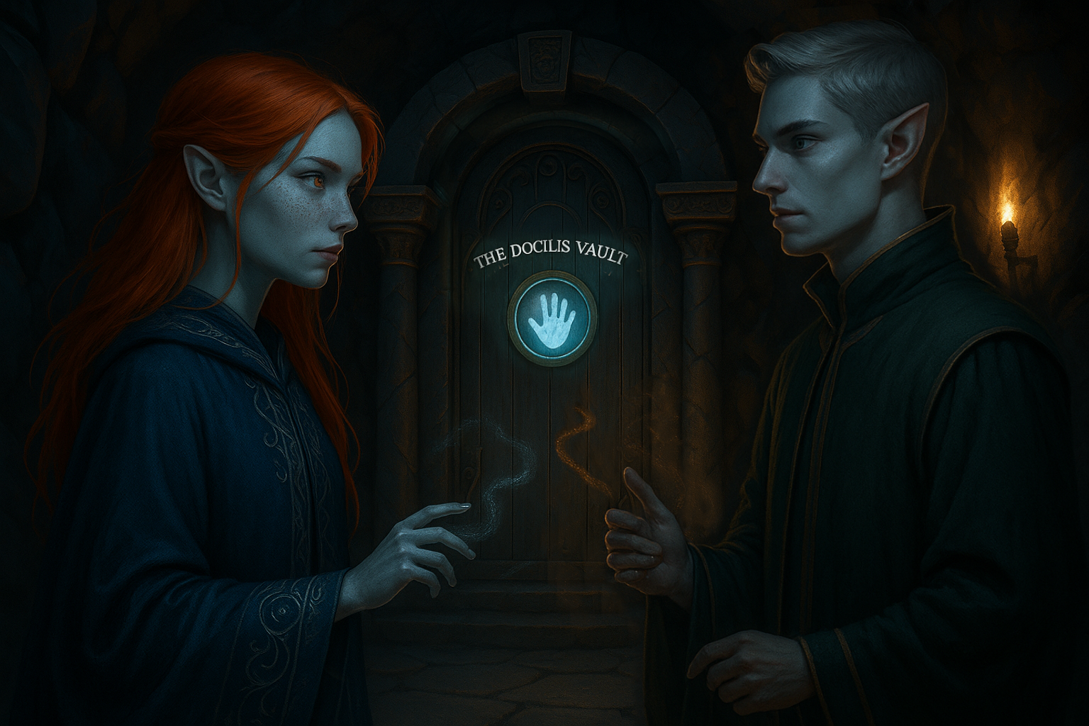 Garnexis and Orivian in front of the Docilis Vault