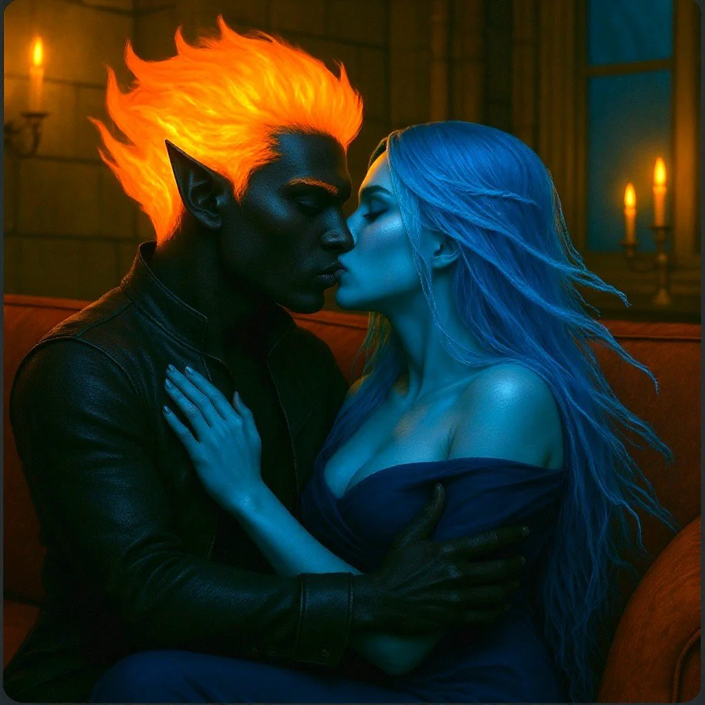 Ardorion Kissing Aster on the Couch
