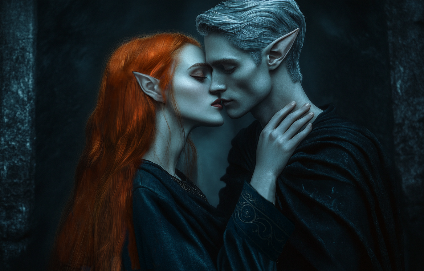 Garnexis and Orivian kissing in the Docilis Vault