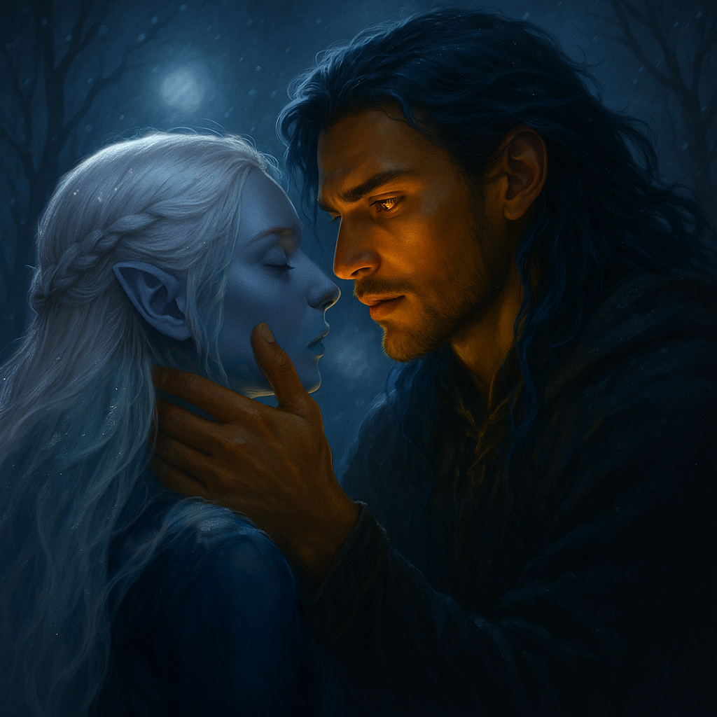 Rielle and Neir almost kissing