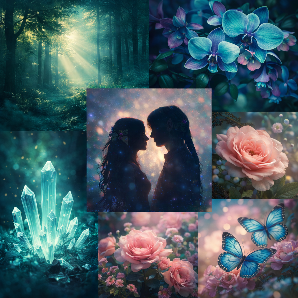 Magical romantasy collage
