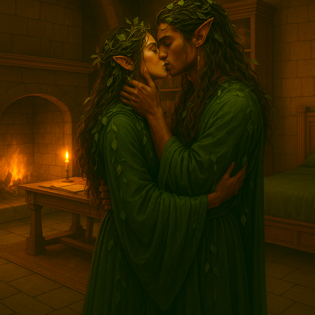 Shara & Veyn Kissing in Robes