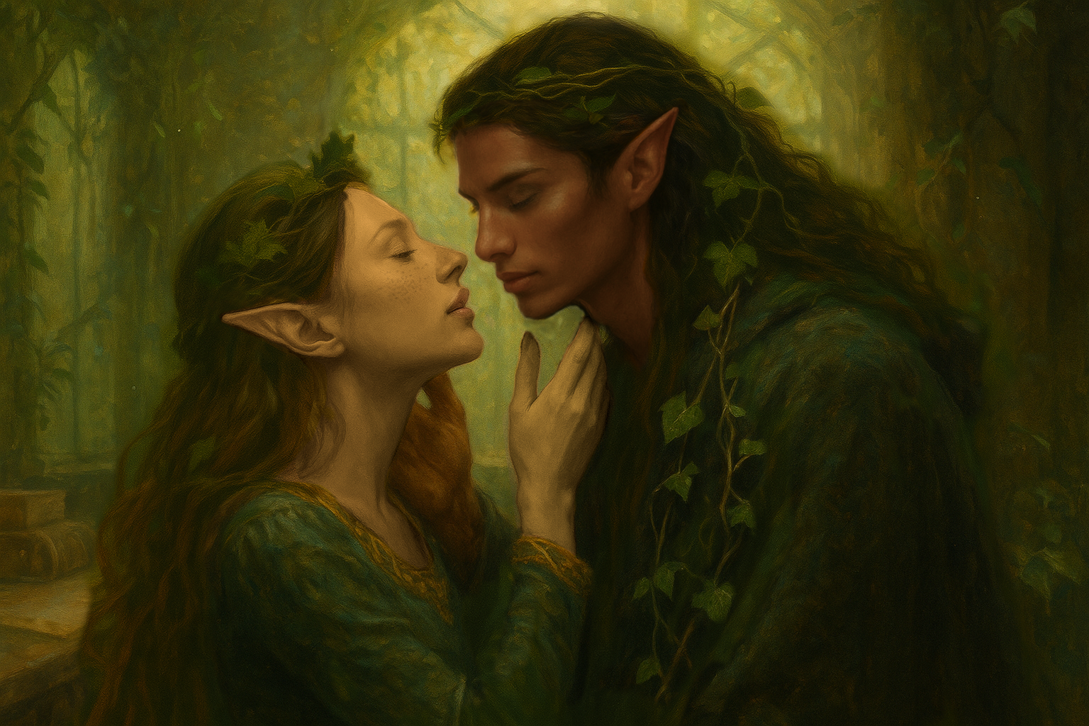 Shara and Veyn about to kiss