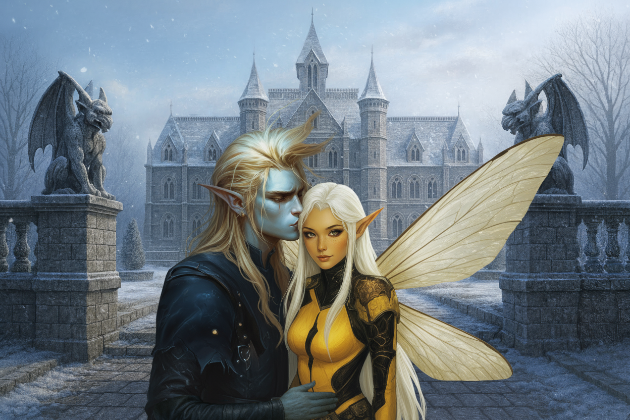 Halven kissing Lo's temple