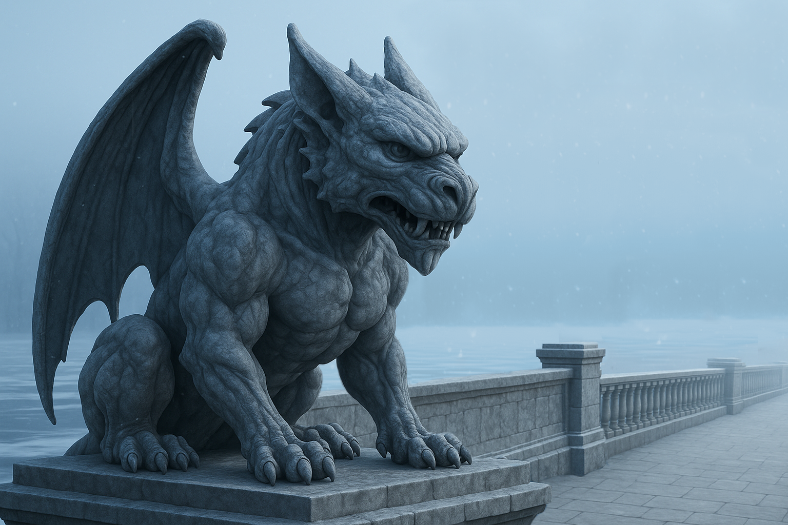 Gargoyle in middle of bridge