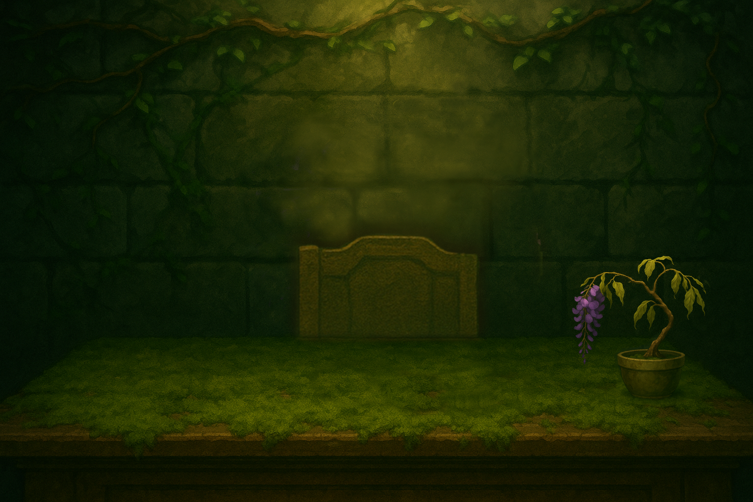Moss covered desk
