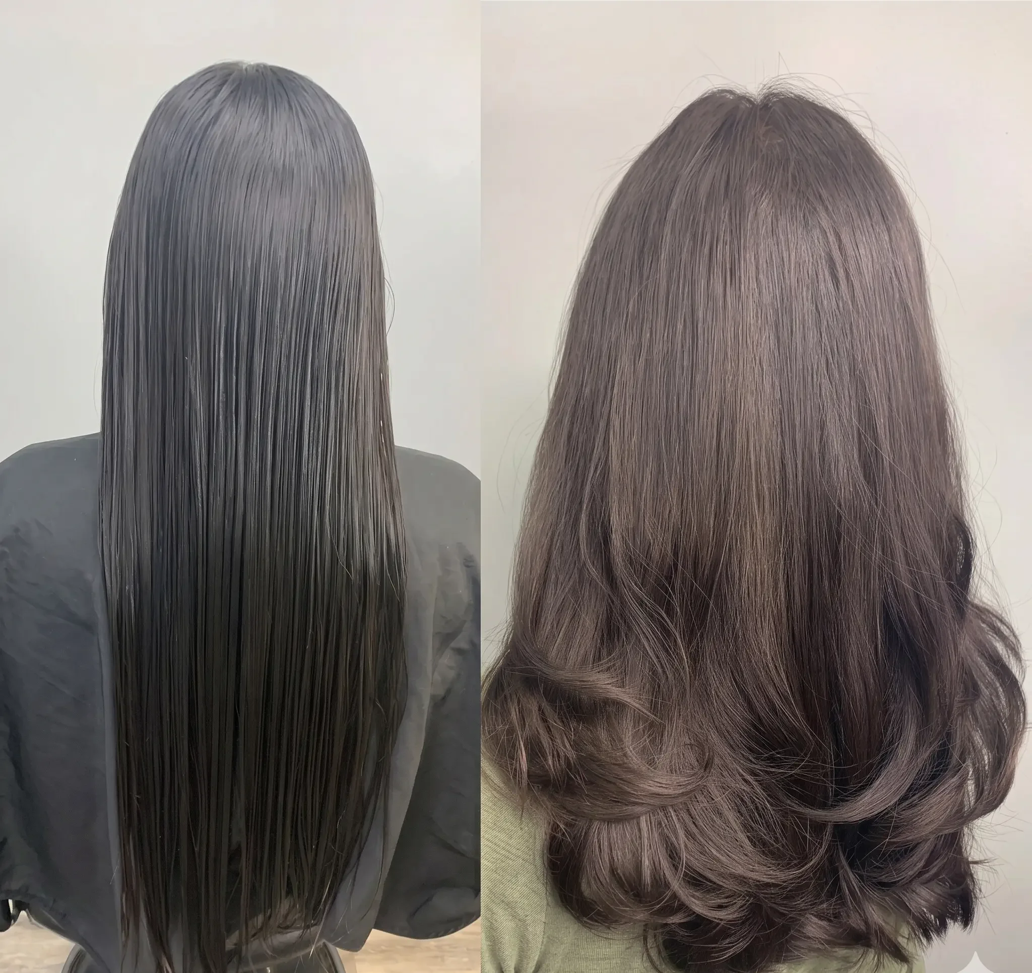 Digital perm before and after results at Junko Hair Studio Atlanta