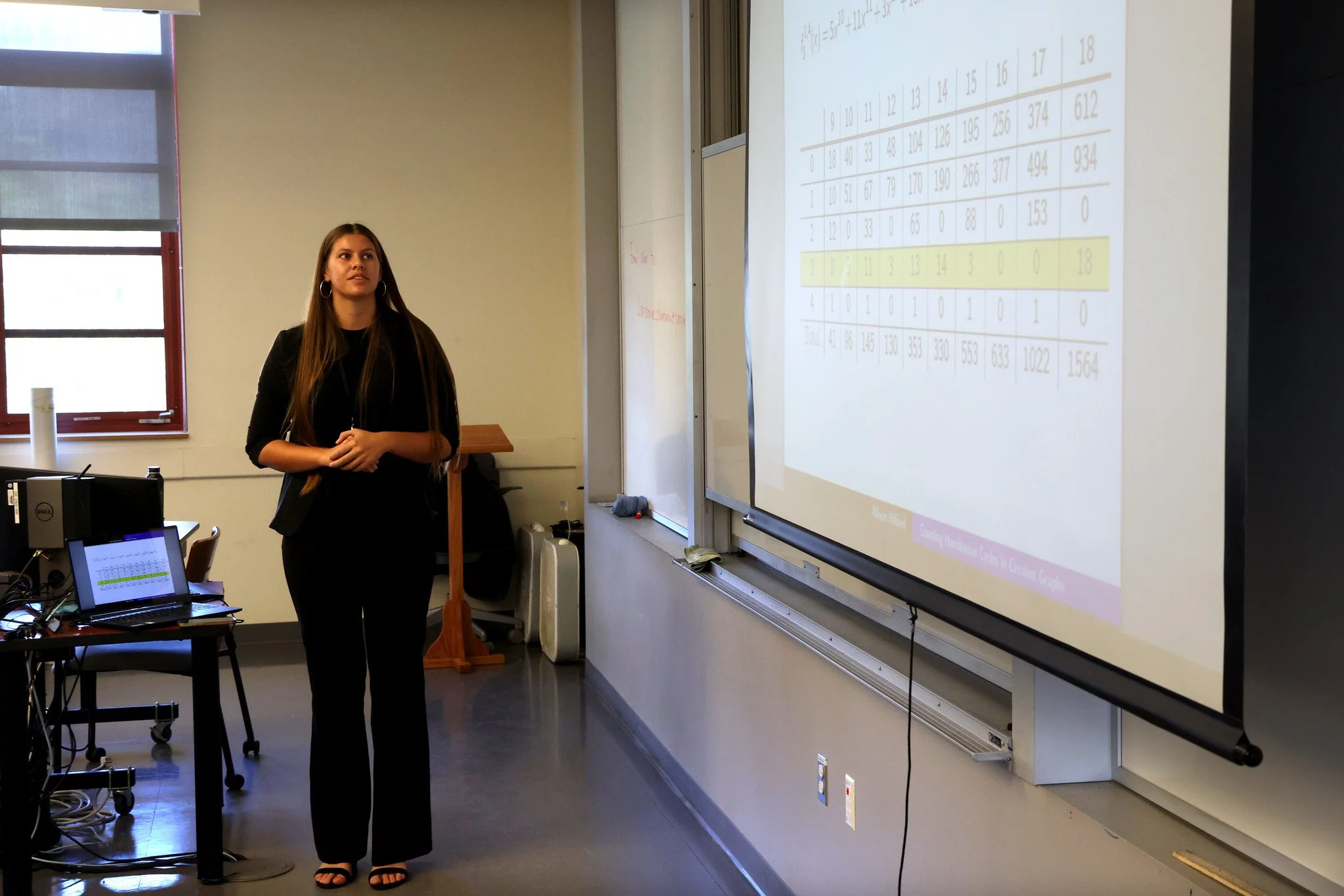 Student explaining research findings