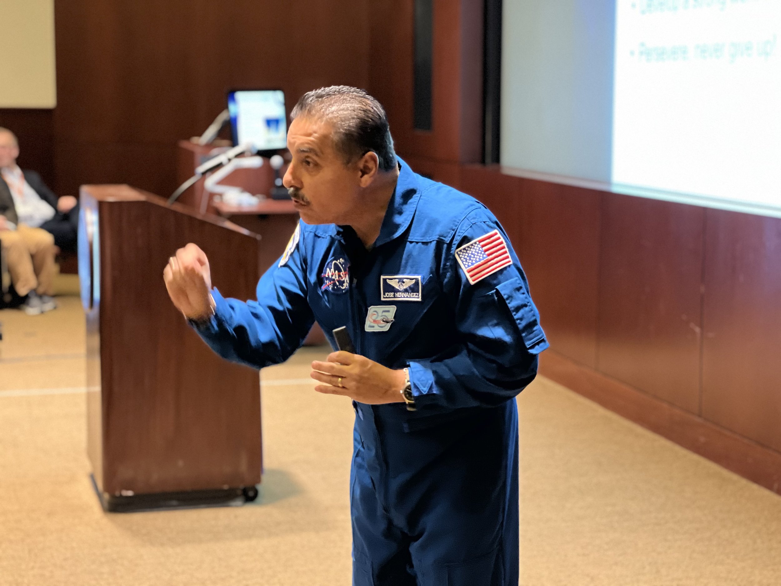 Jose Hernandez speaking at conference