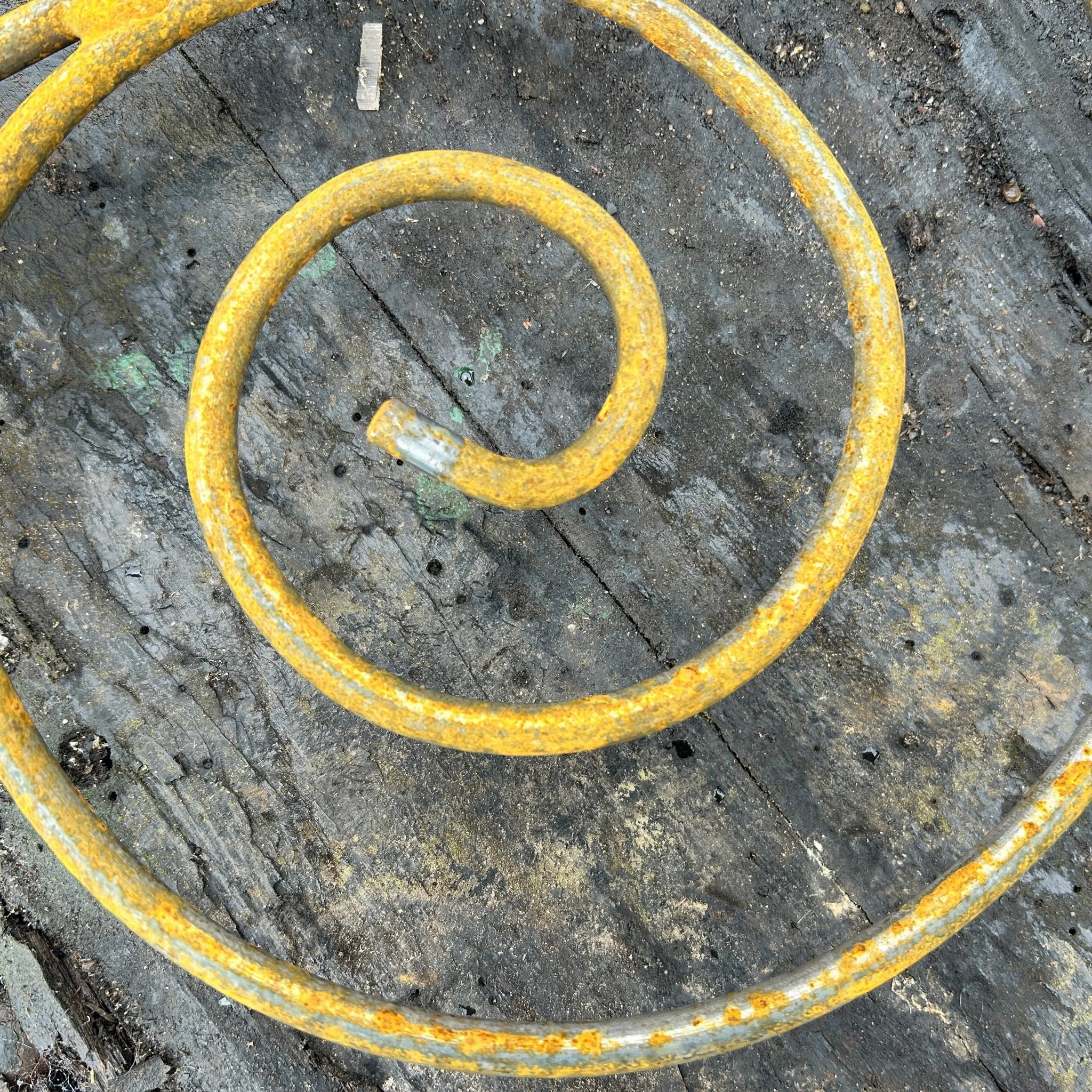 The first signs of rust – a soft golden bloom forming on fresh mild steel.