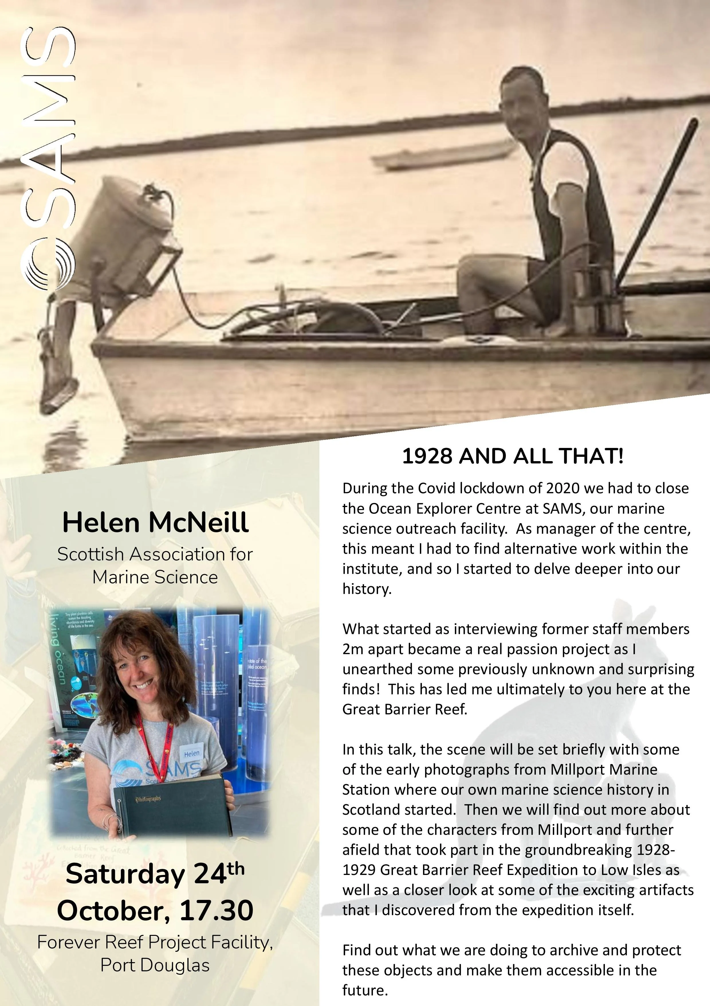 Helen McNeill talk poster: 1928 and All That