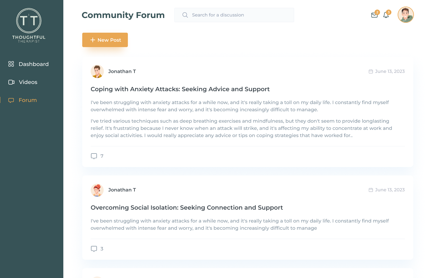 Discussion & Forum Page