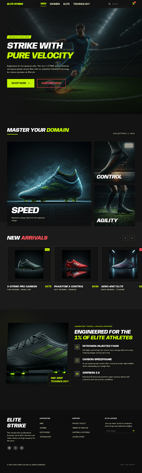 Striker website page