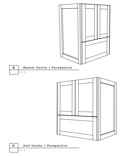 Custom bathroom vanity with storage, hardware, and clean finish details