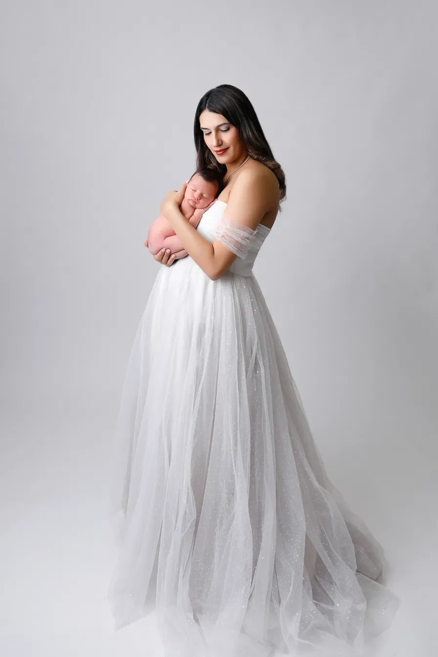 Family portrait with a newborn