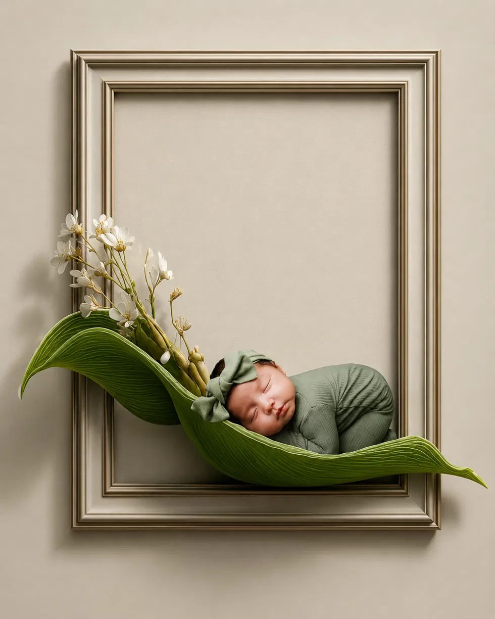 Newborn posed and wrapped in the studio