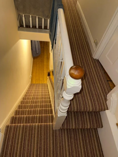 Striped stair carpet and landing