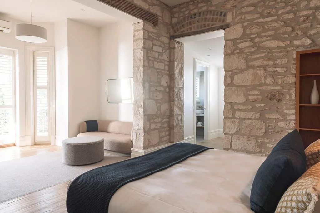 A light-filled guest suite at Hotel Sorrento