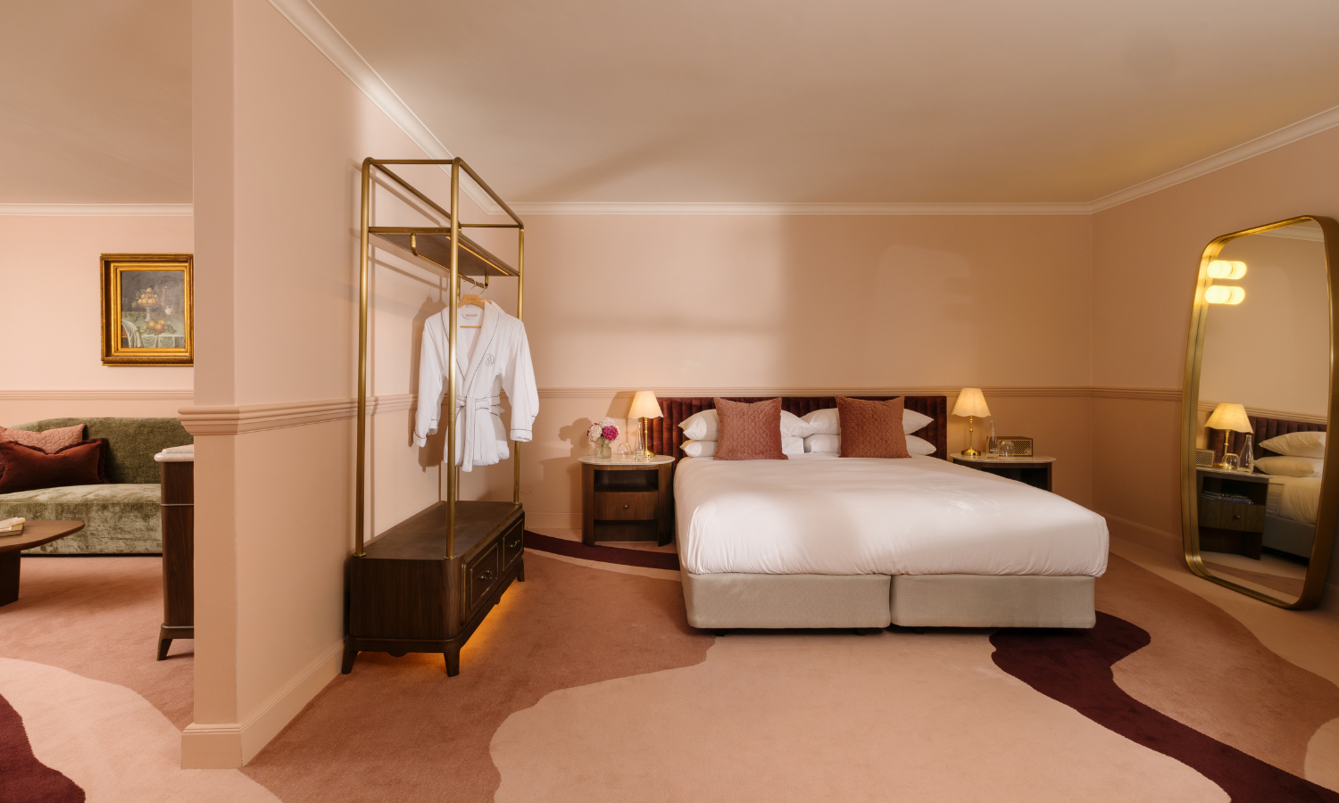 A blush-toned guest suite at Ardour Milton Park