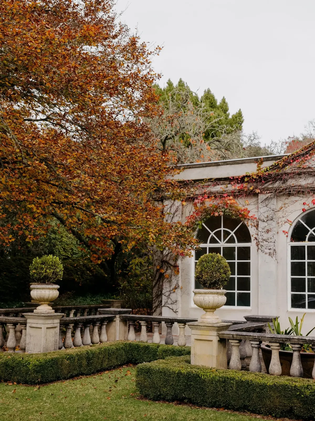Autumn trees framing the pavilion at Ardour Milton Park