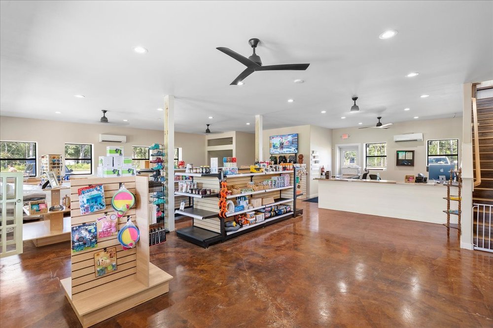 General store with camping supplies and check-in counter