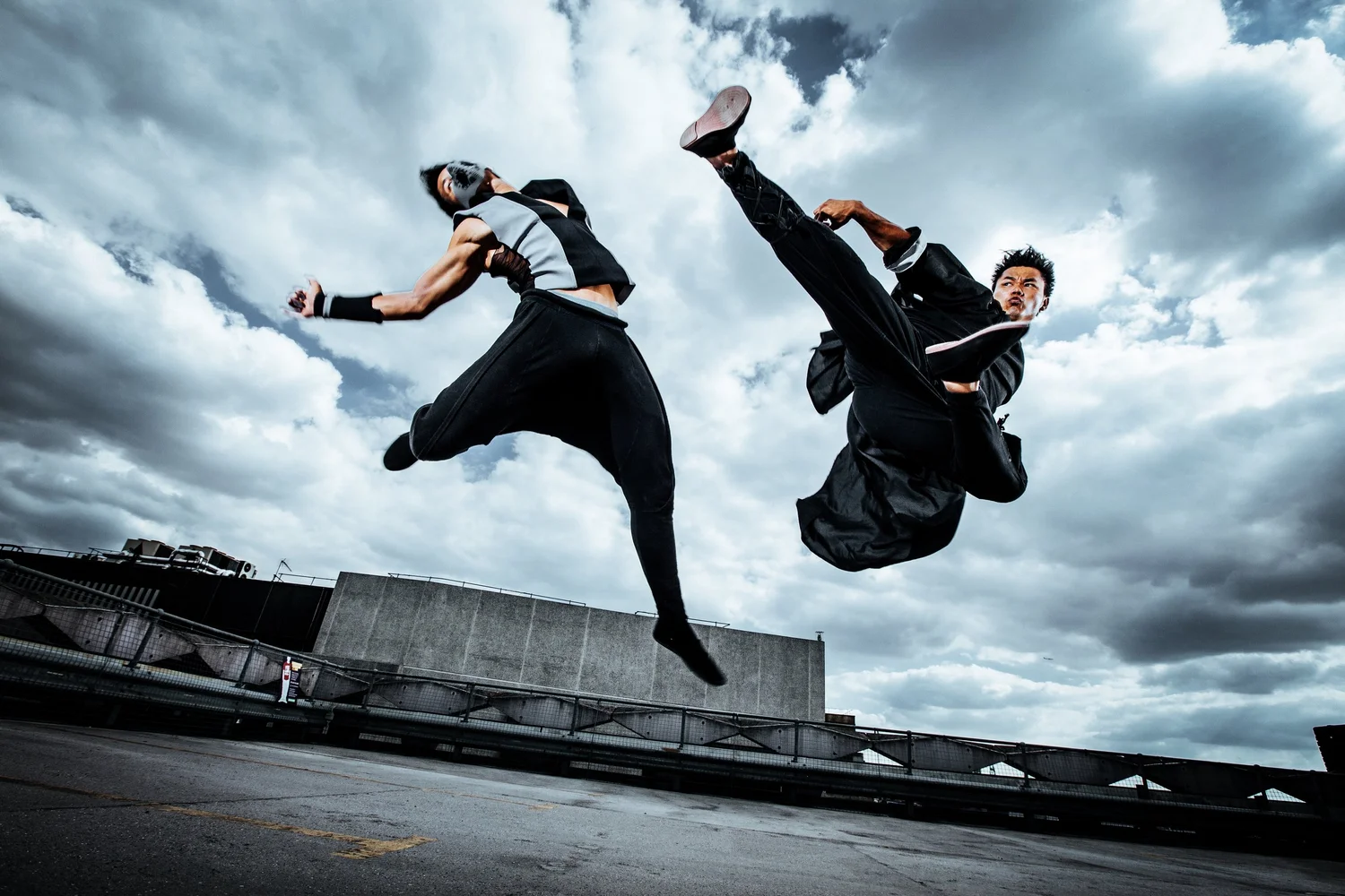 Jean-Paul Ly performing a flying kick