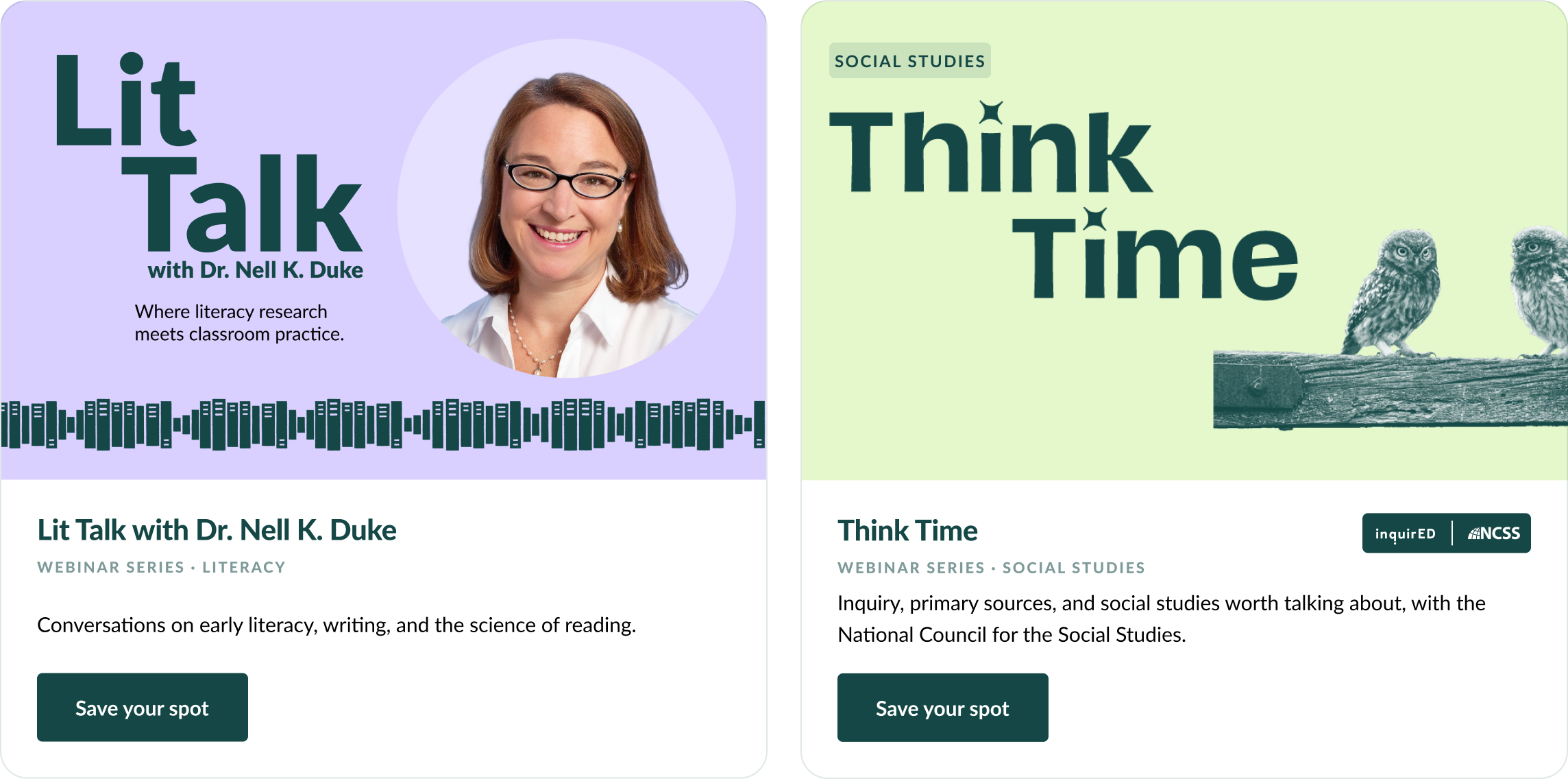 Lit Talk and Think Time webinar series brand