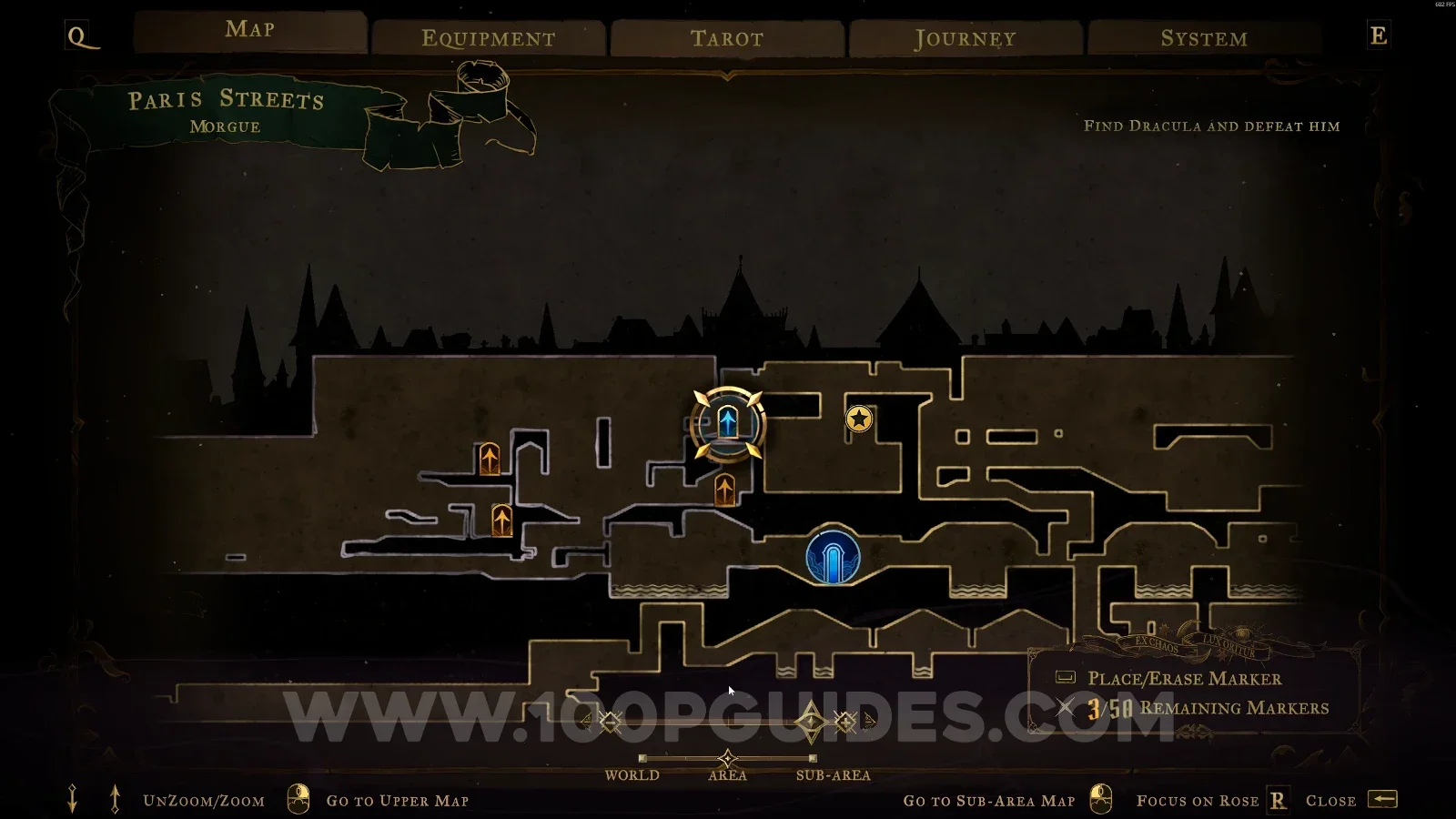 Castlevania Belmonts Curse Streets Of The Tomb Masons map marking the Morgue room with XP Statues #5 and #6