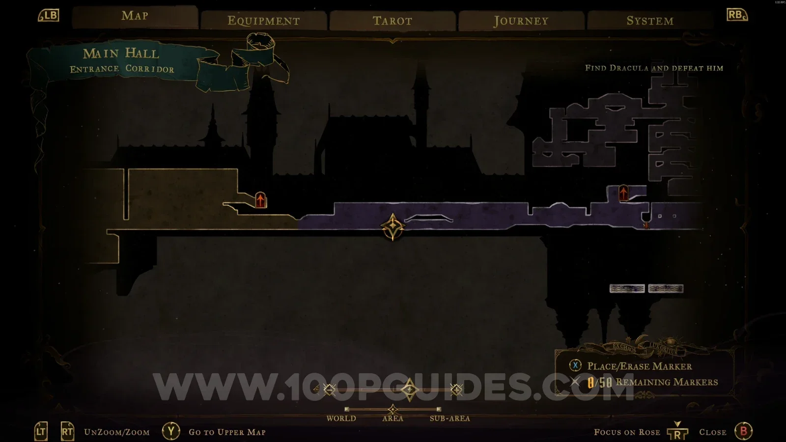 Castlevania Belmonts Curse Entrance Corridor: map location of XP Statue #1