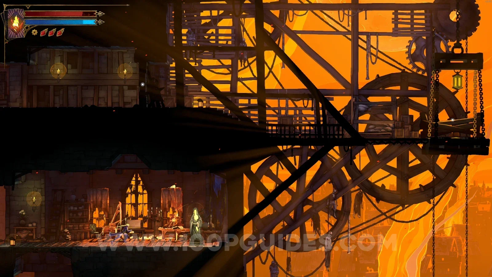 Castlevania Belmonts Curse Upper Tower: XP Statue #27 in the marked area