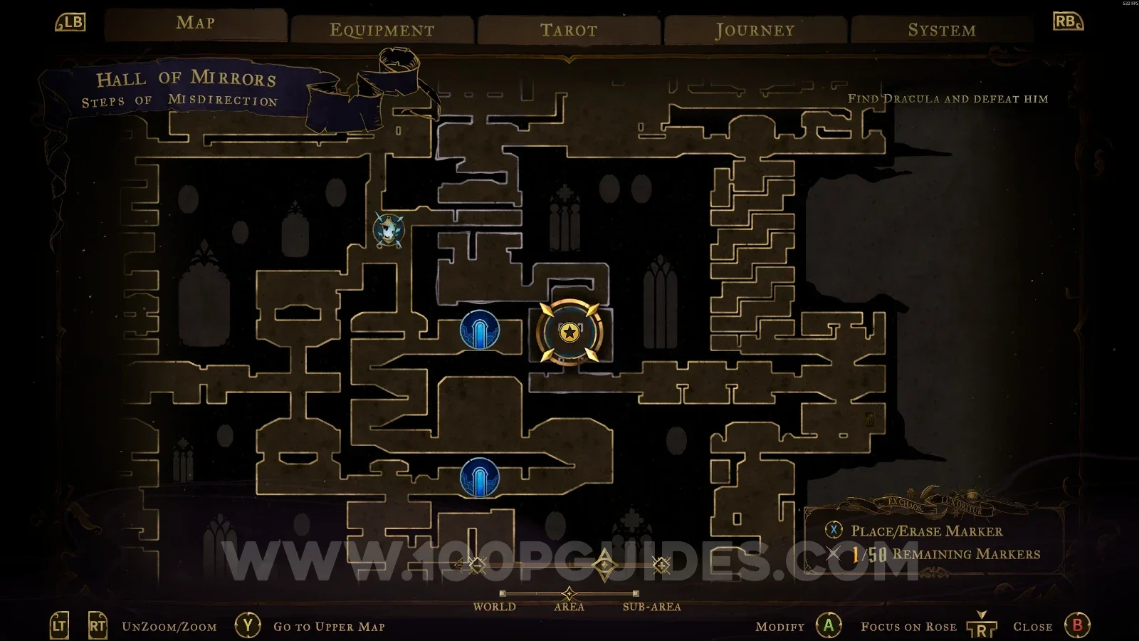 Castlevania Belmonts Curse Steps Of Misdirection map marking the Haunting Relic area