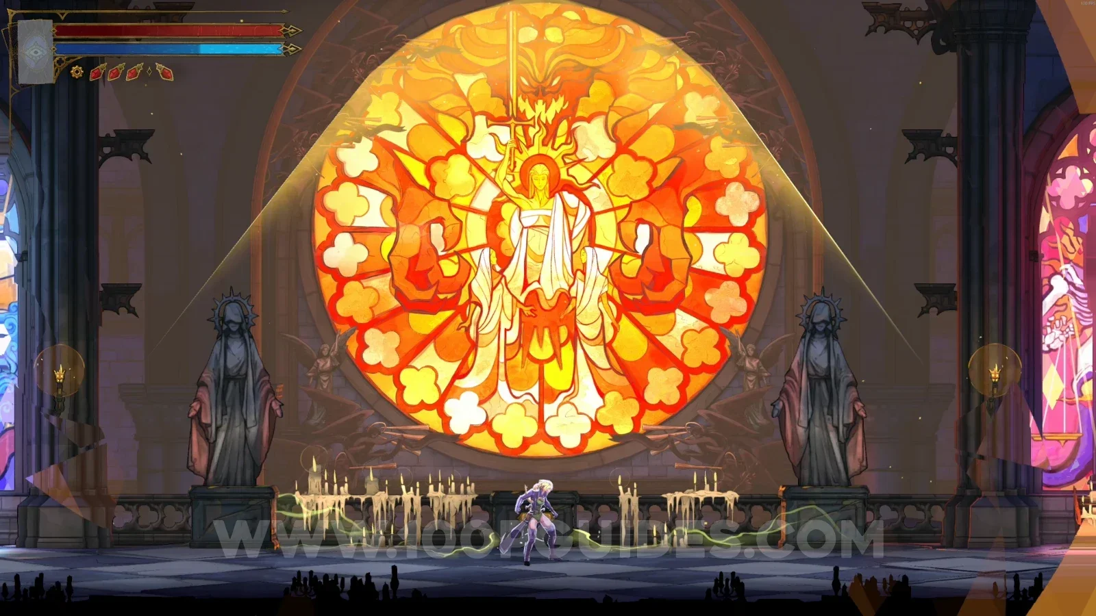 Castlevania Belmonts Curse Gallery Of The Four Virtues: fighting your cursed self at the central window