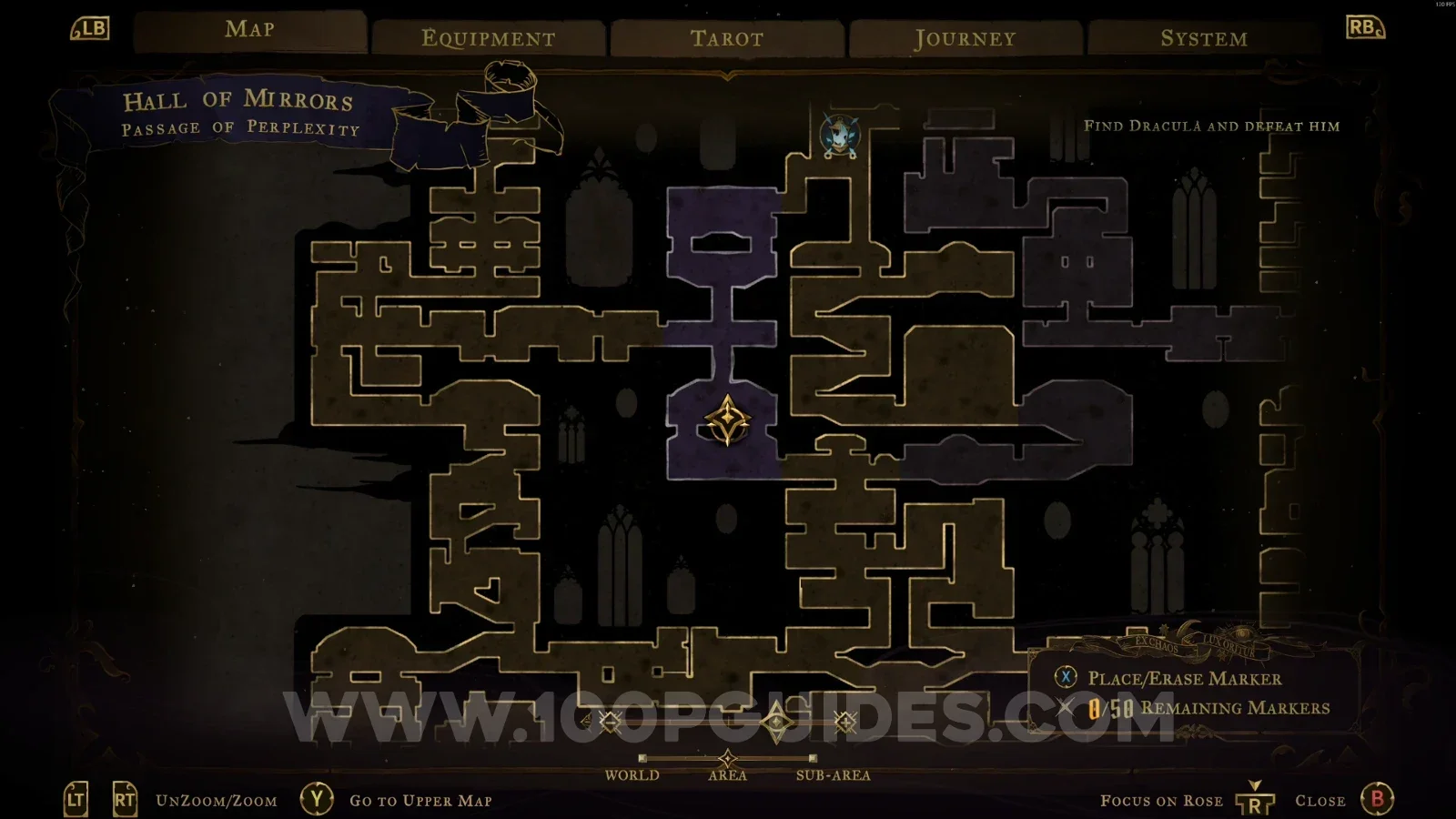 Castlevania Belmonts Curse Passage Of Perplexity: map showing XP Statue #17 at the top of the area