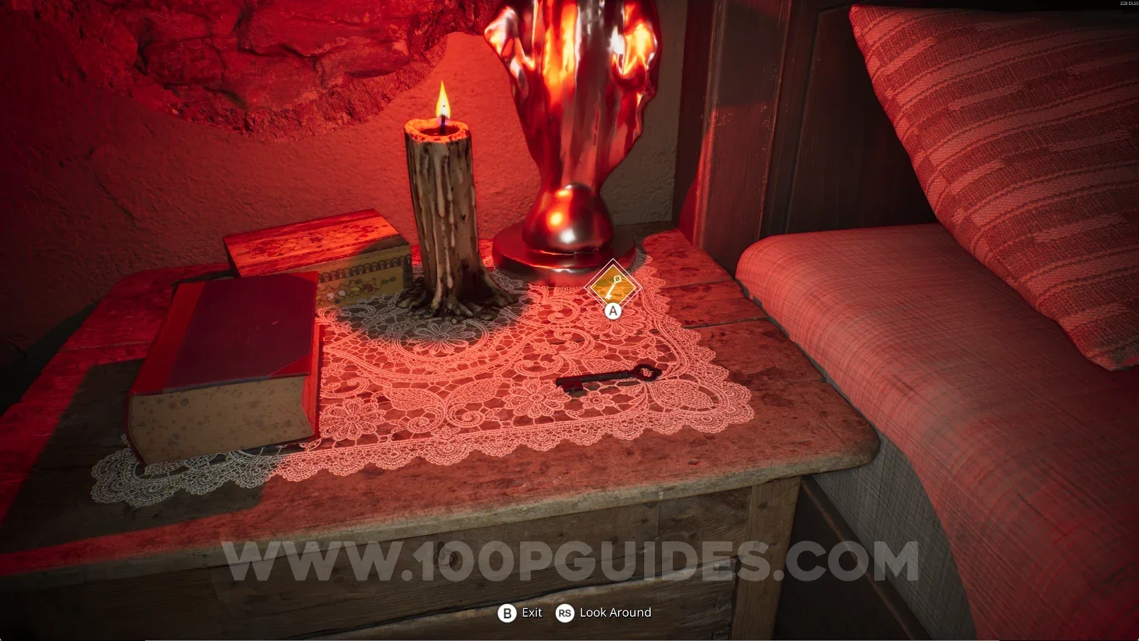 Remothered: Red Nuns Legacy: the Rusty Key lying next to the bed in the new area