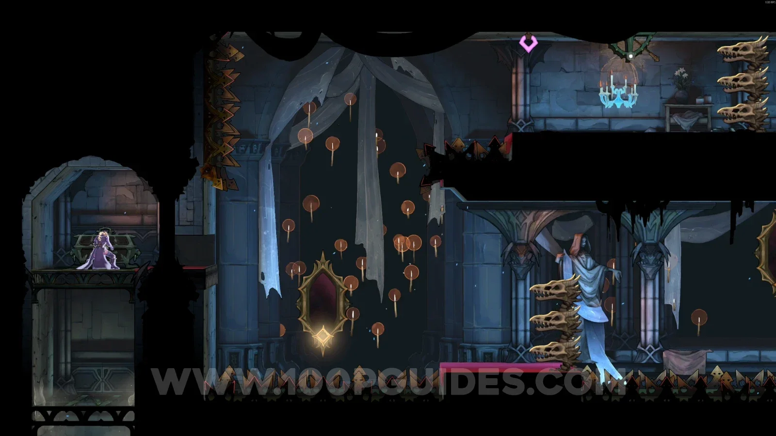 Castlevania Belmonts Curse Old Gallery: the chest with Relic #4, Banshee's Wail, up on the left