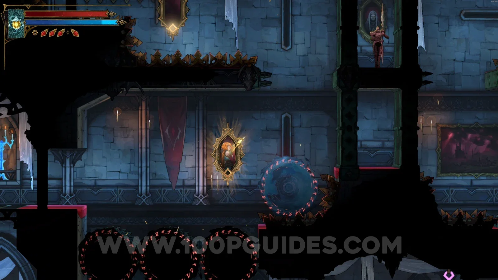 Castlevania Belmonts Curse Boudoirs: using the paintings to get around the spinning saw area