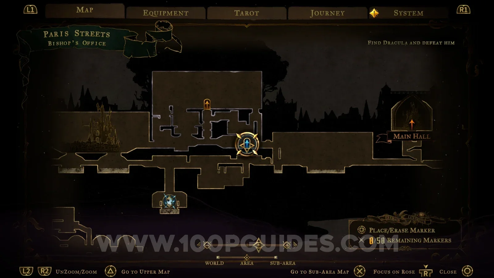 Castlevania Belmont's Curse Paris Streets: Bishop's Office, location of the Catacomb Relic clue