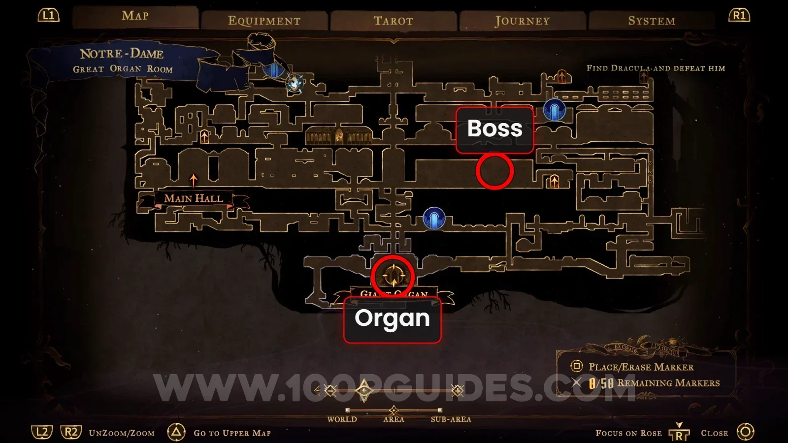 Castlevania: Belmont's Curse Notre-Dame region: the Organ on the lower level that disables the lasers