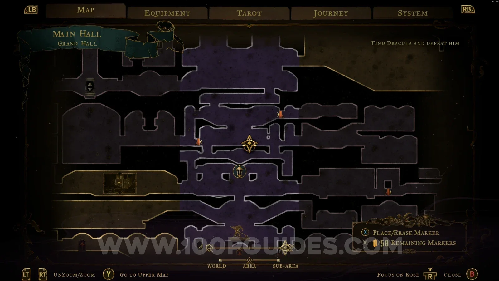 Castlevania Belmonts Curse Grand Hall: map location of XP Statue #5