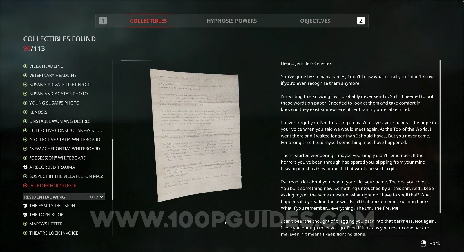 Remothered: Red Nuns Legacy Noble Wing #39: A Letter For Celeste collectible