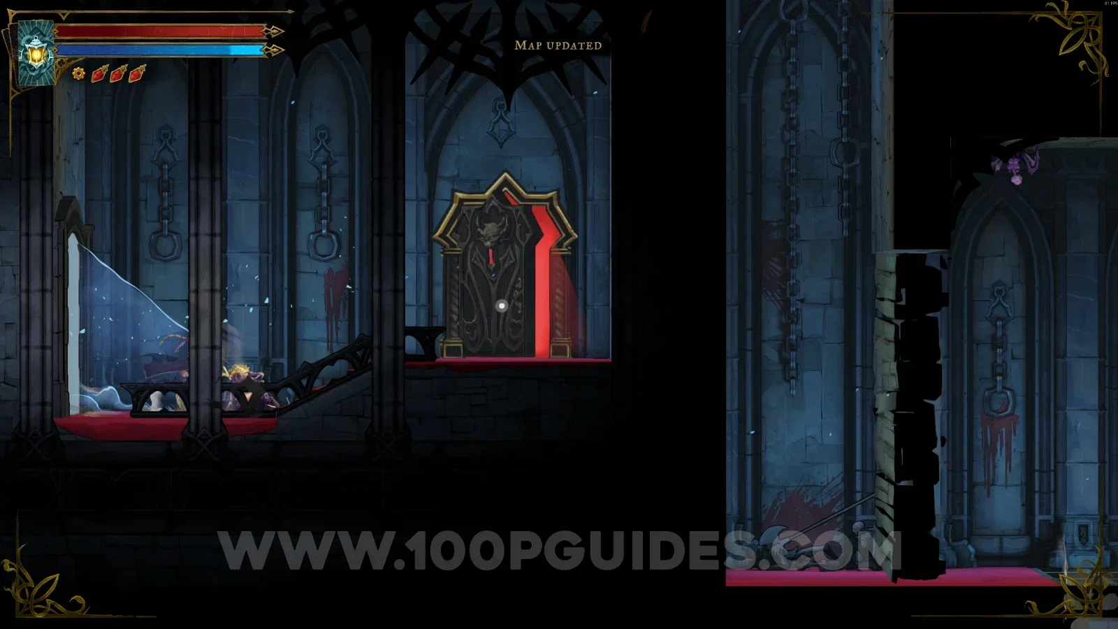 Castlevania Belmonts Curse Mirror Rooms: heading right through the red door toward Brave Heart Fragment #3