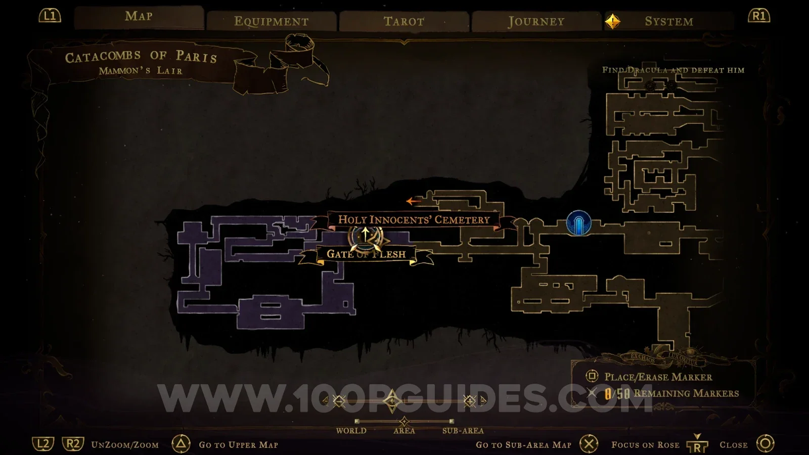 Castlevania Belmont's Curse Catacombs Of Paris: Circle Of Greed, location of A Door Made Of Flesh And Eyes clue