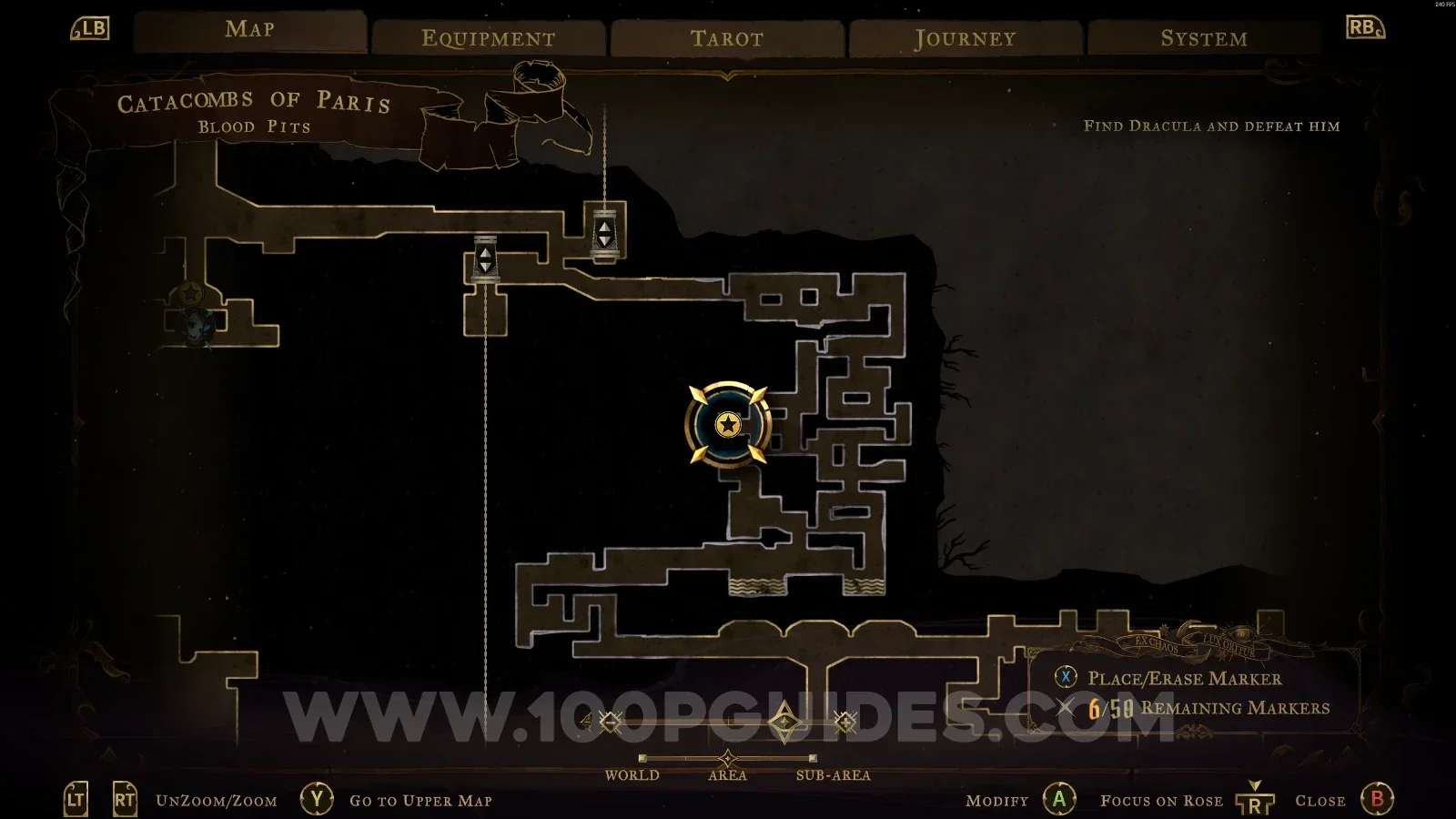 Castlevania Belmonts Curse Blood Pits map with the area of XP Statue #62 marked