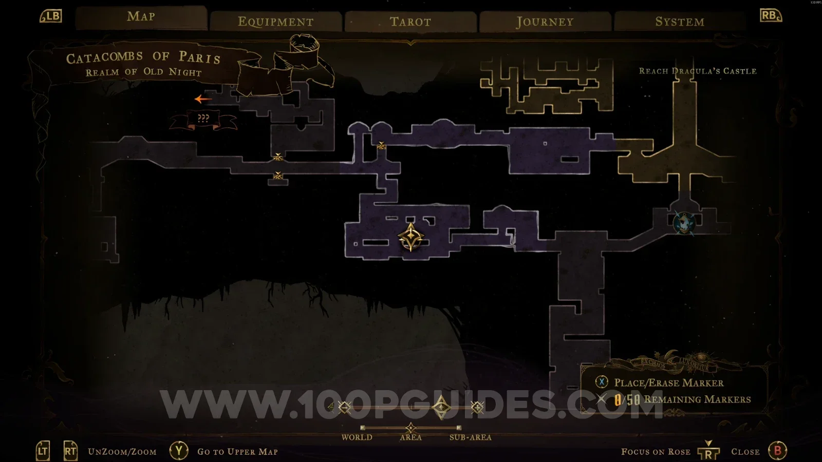 Castlevania Belmonts Curse Realm Of Old Night: map marking the area of XP Statues #11 and #12
