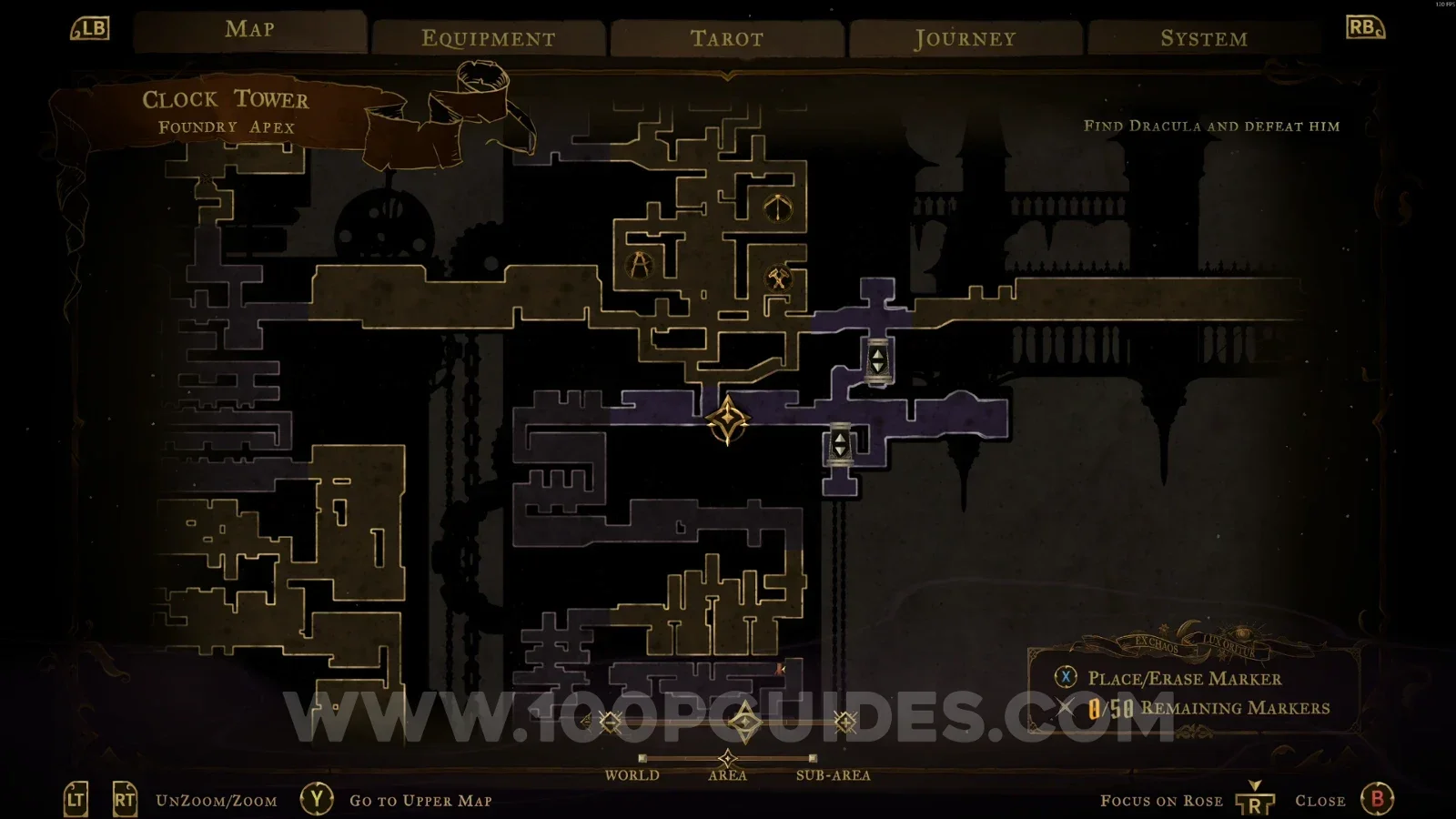 Castlevania Belmont's Curse Foundry Apex: map marking the location of Ferryman's Wharf