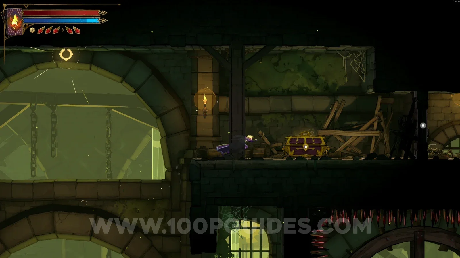 Castlevania Belmonts Curse Paris Streets: the chest containing the Bastard Sword past the lower part